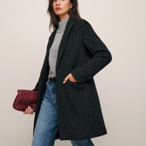 NWOT Reformation Whitmore Wool Blend Coat - Pinstripe - XS